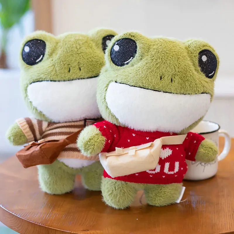 29cm Cute Soft Big Eyes Frog Plush Doll Stuffed Animals Plush Toy Dolls Sweater Frog Kids Toys Birthday Gifts for Girls Children