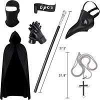 Halloween Plague Doctor Mask And Cloak Costume Props Long Nose Beak Leather Masks For Adult Reaper Cloak Medieval For Party Gift 5