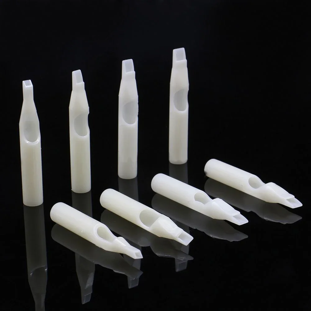 100Pcs Sterile Assorted Tattoo Tips Kit Disposable White Plastic Nozzles Needle Tube RT DT FT OF Tattoo Gun Grip Accessories