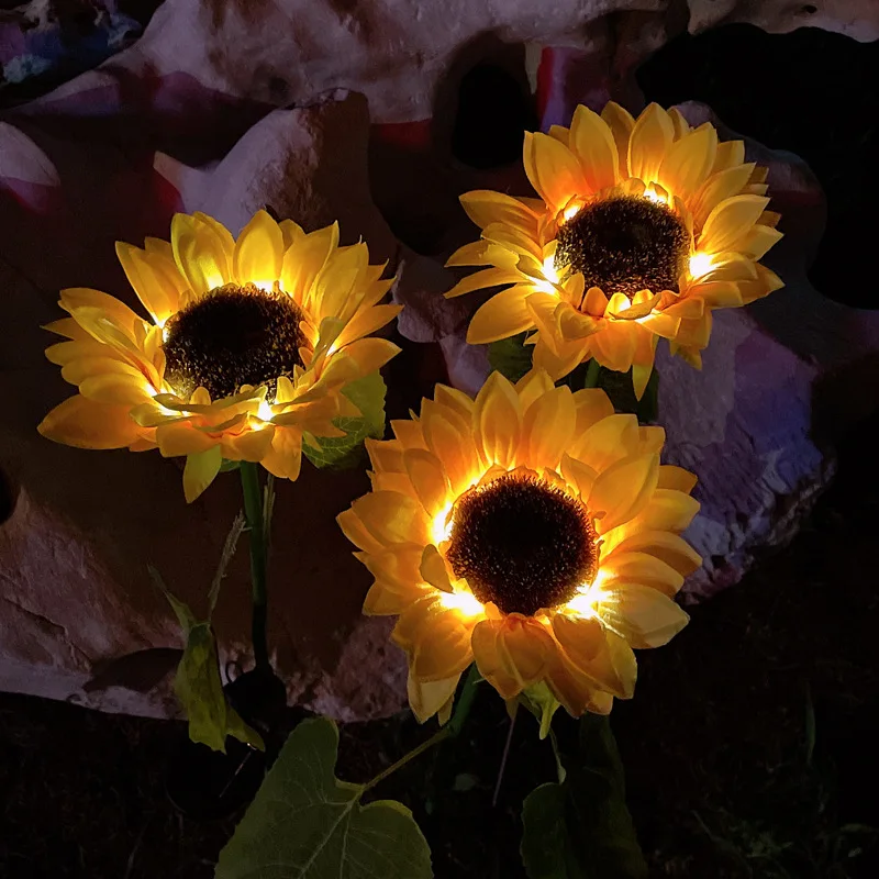 1PCS Solar Sunflower LED Light Outdoor Yard Power IP65 Waterproof Lamp for Wedding Holiday Courtyard Landscape Garden Decoration