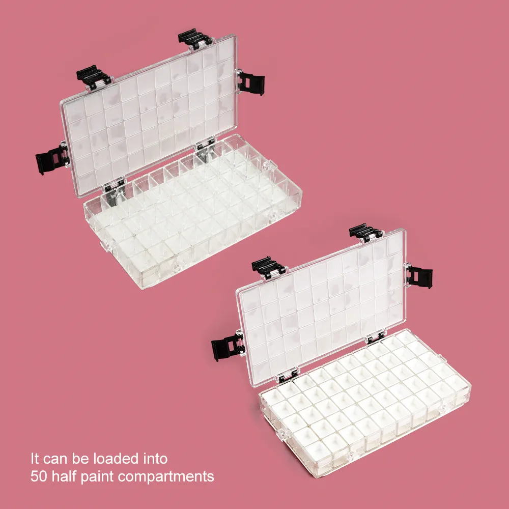 SeamiArt 50 Grids Plastic Airtight Pigment Palette Multi-function Moisturizing Watercolor Painting Box for Art Supplies 4