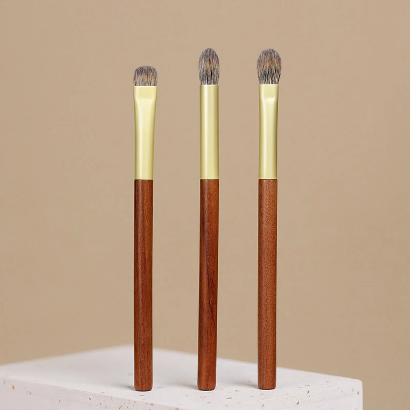 3pcs 다람쥐 Saibikoho 염소 머리 메이크업 브러쉬 키트 전문 수제 아이 섀도우 브러쉬 로즈우드 핸들 메이크업 브러쉬 세트