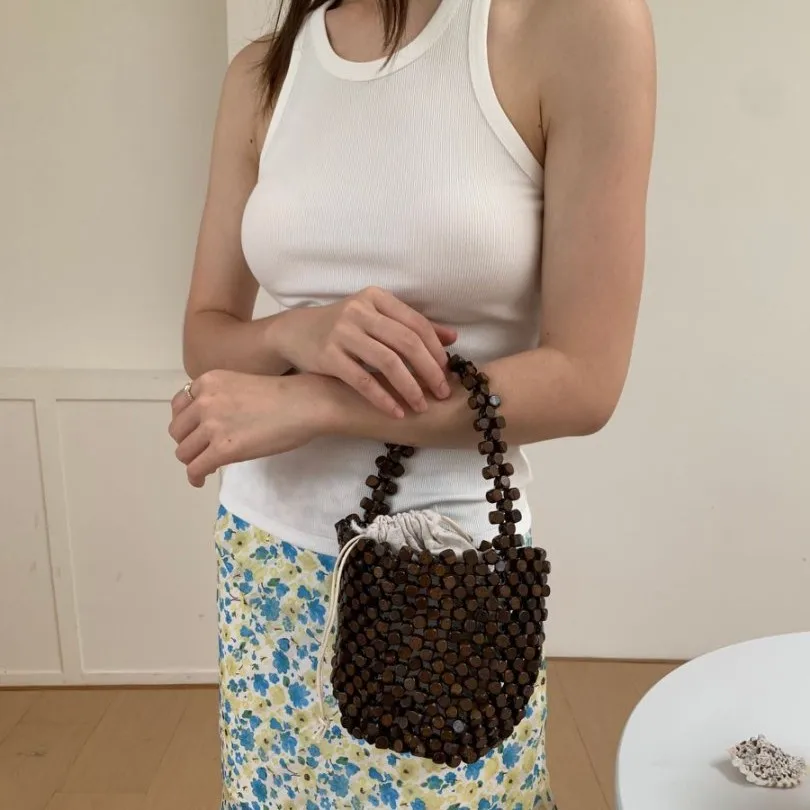 French Retro Shoulder Bag Summer Light Luxury Handmade Beaded Bag Fashionable Commuting Versatile Women Woven Bag