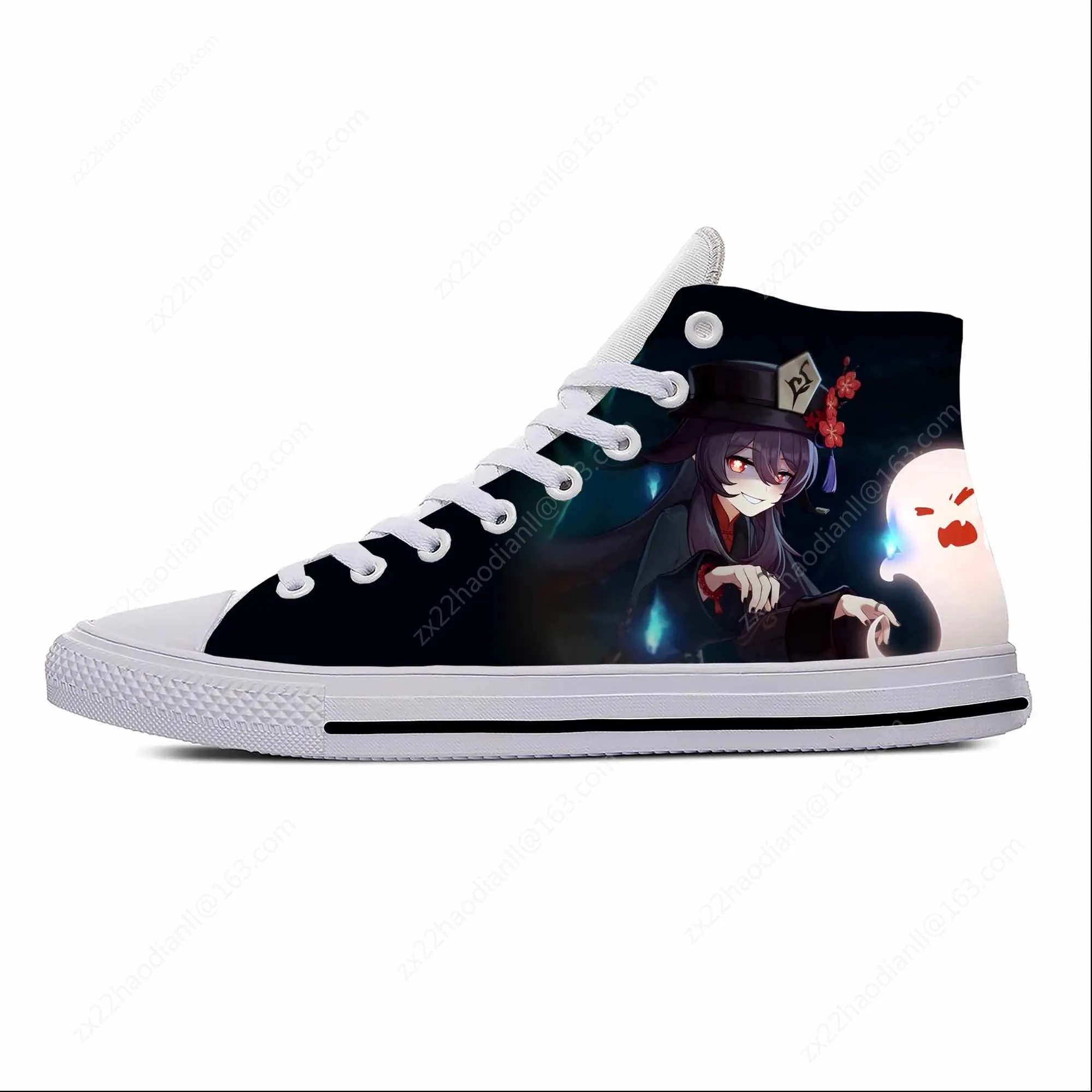 Anime Cartoon Manga Game Genshin Impact Hu Tao Casual Cloth Shoes High Top Lightweight Breathable 3D Print Men Women Sneakers