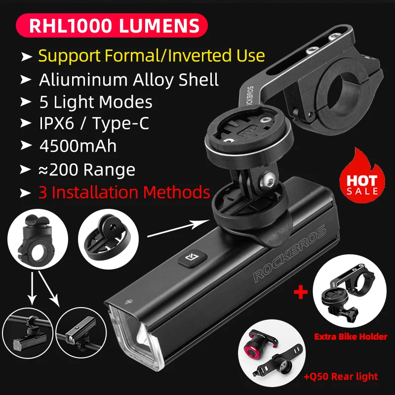 ROCKBROS 800LM USB Ricaricabile Luce Anteriore Per Bicicletta Faro Da Ciclismo Torcia Super Luminosa Faro Per Bici - Foto 6