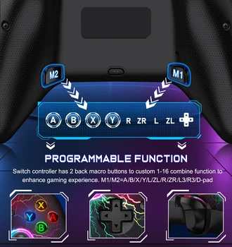 DinoFire Q212 Wireless Gamepad for iOS/Android/Switch/Switch Lite/Switch OLED Controller with Programmable Turbo 3