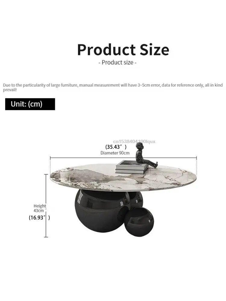 Designer Gold Black Center Table Living Room Furniture Stainless Steel Base Home Impact Space Marble Modern Coffee Table Round
