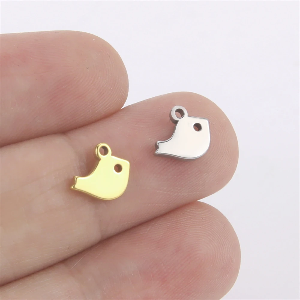 10 teile/los Großhandel Edelstahl süße Vögel kleine Anhänger Charms Halsketten Ohrringe DIY Schmuck Herstellung liefert Zubehör – Detail 2