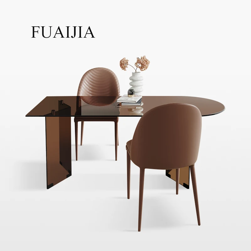 

YY Modern Minimalist Kitchen Island Tempered Glass Dining Table Household Small Apartment Conference Table