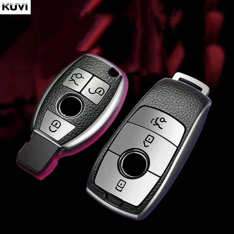 Leather TPU Car Key Case Cover Shell Fob For Mercedes Benz A B C E S Class W204 W205 W212 W213 W176 GLC CLA AMG W177 key case key case cover