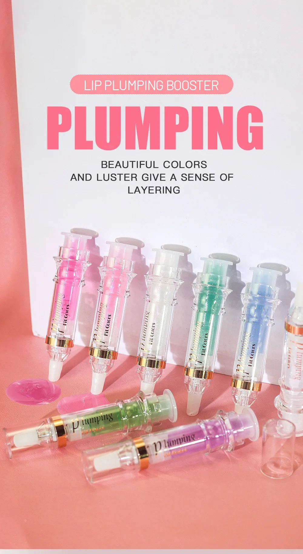 Description Picture 2 of itemShine Crystal Volume Lip Oil Plumping Pearl Gloss Pink Blue Hydrating Transparent Jelly Lip Gloss Serum Lip Care Makeup Cosmetic