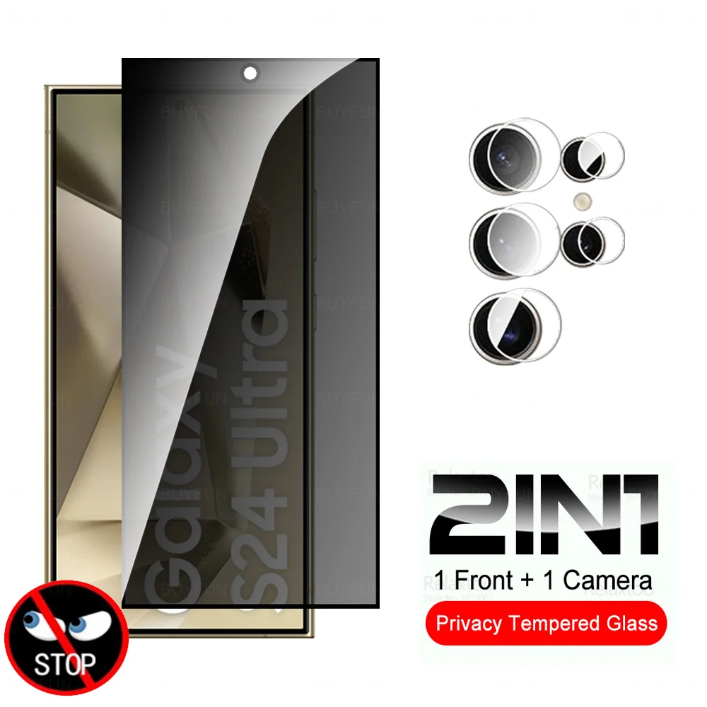 Vetro Temperato 2 In1 Per Samsung Galaxy S24 Pellicola Salvaschermo Anti-Spia Ultra Privacy S 24 Plus S24U 24 Ultra S24Ultra 5G