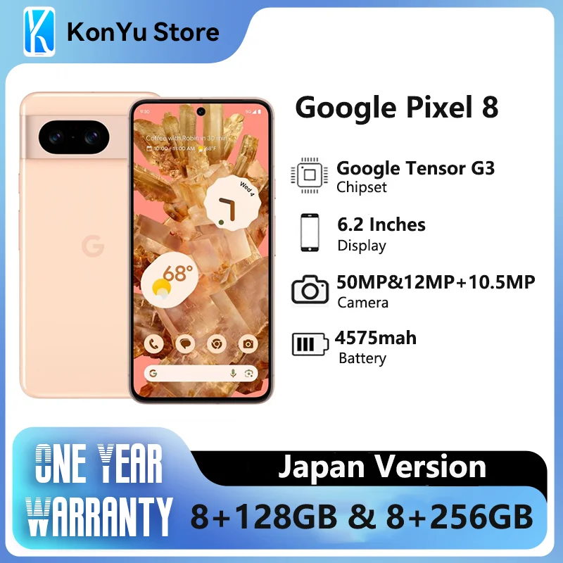 2023 Brand New JP Version Google Pixel 8 Google Tensor G3 4575 mAh 128GB & 256GB OLED Android 14 27W IP68 water resistant 5G