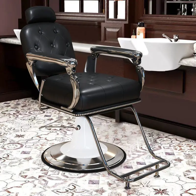 Vintage Barber Chair Salon Haircut High End Men's Hair Styling Shaving Adjustable Swivel Stool Professional Hairdressing Chair