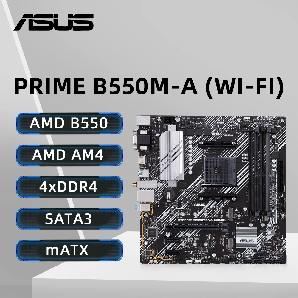 ASUS PRIME B550M-A WIFI Motherboard Support Ryzen 5 3600 5600 5700 