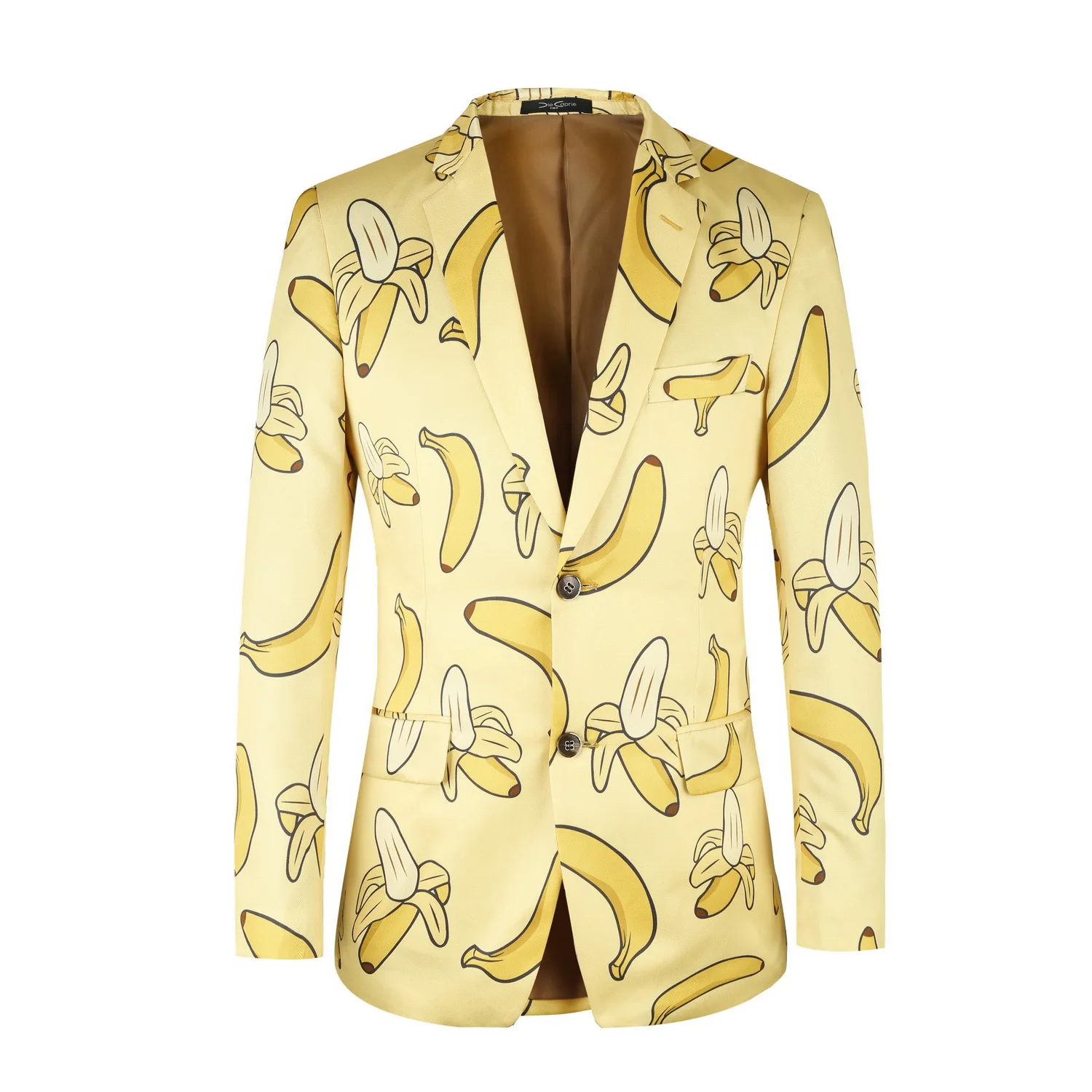 

Suit printed men's blazer men banana pattern slim fitting one button European size single Western jacket