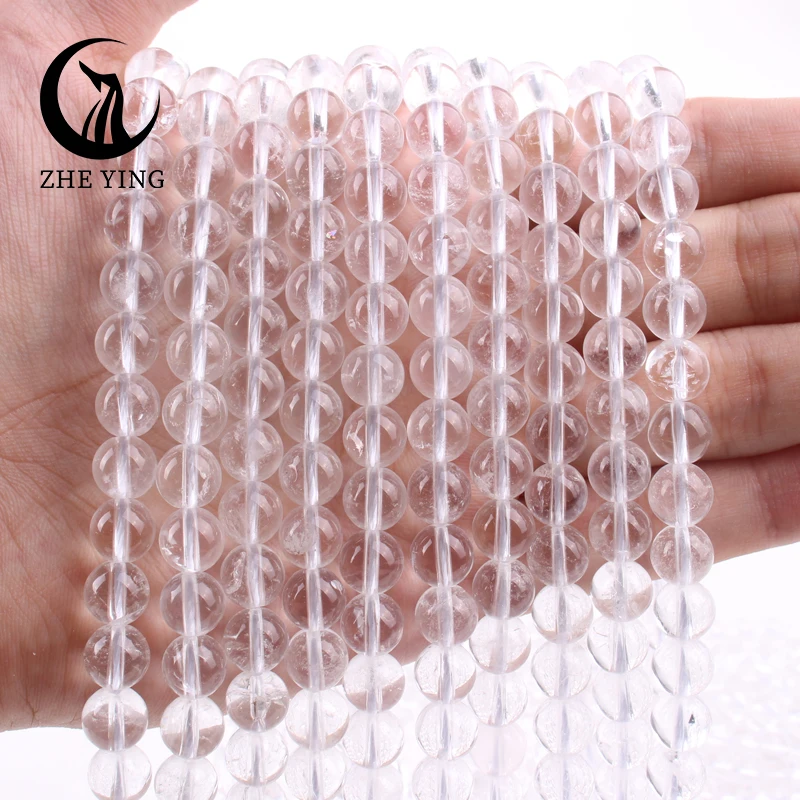 

New Natural Stone White Clear Quartz Crystal Beads Smooth Round Loose Beads 15" Strand 6/8/10mm DIY Bracelets for Jewelry Making