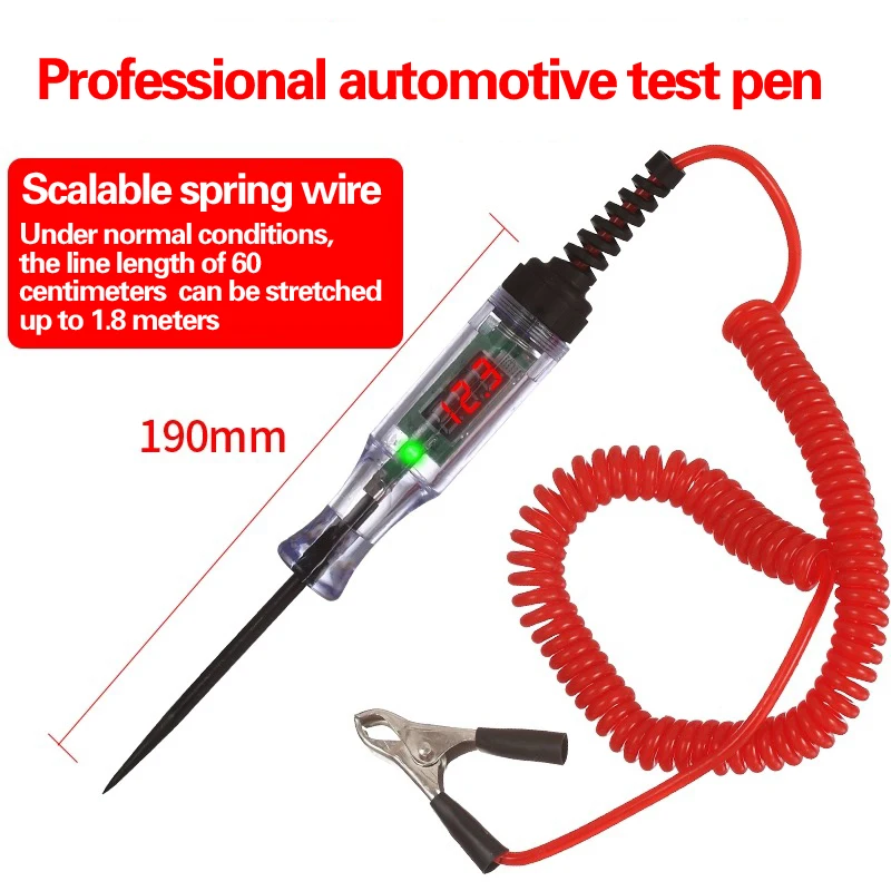 Circuit Test Pen 3V 6V 12V 24V 48V 90V DC Car Digital Display Test Pen Car Light Digital Display Electrical 1pc