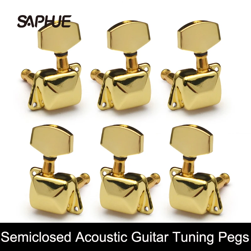 

6Pcs Semiclosed Guitar Tuning Pegs Tuner Machine Heads for Acoustic Guitar Chrome/Gold/Black