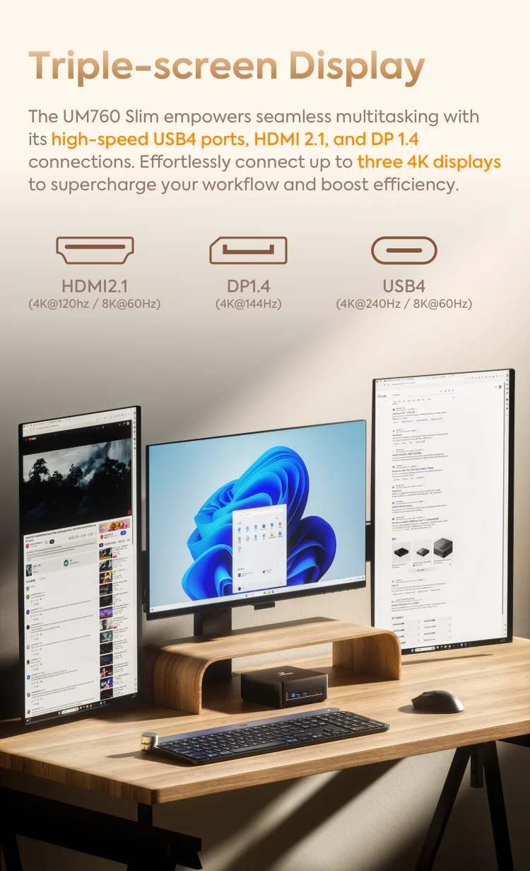 MINISFORUM Mini PC UM680 Slim AMD Ryzen 7 6800H Mini Computer Window 11 DDR5 32GB 1TB SSD UM870 Slim AMD Ryzen 7 8745H Gaming PC 4
