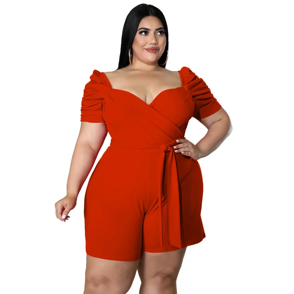 thumbnail image 1 of Mono de mujer Wmstar de talla grande, verano 2022, trajes de una pieza, mangas cortas, monos elásticos para vacaciones, venta al por mayor, envío directo, 1 of 5