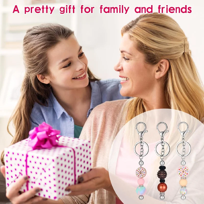 Beadable Keychain Kits Beaded Keychain DlY Pole Charm,Beaded Cute Pendant Ornament Ornament Set