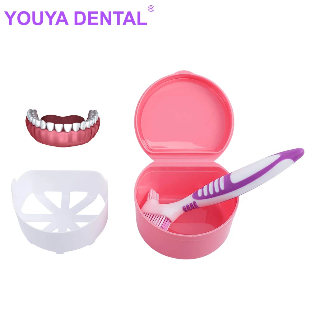 

Dentures Teeth Container Artificial False Tooth Box Storage Case Braces Cleaning Bath Boxes Organizer Appliance Round False Boxe