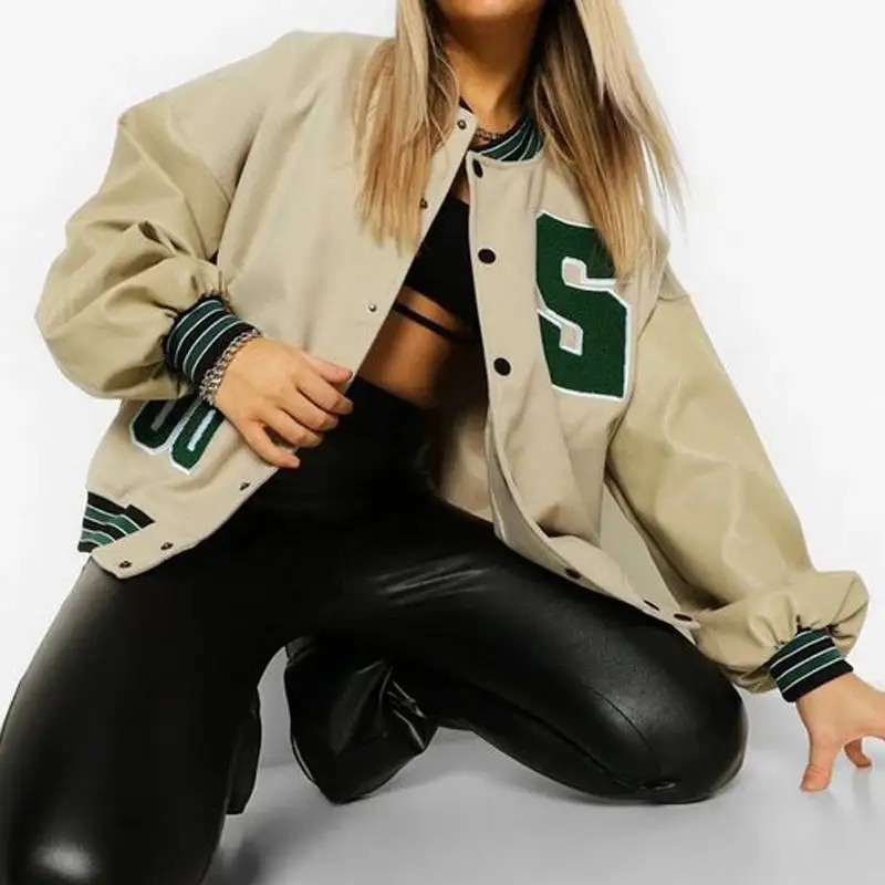 

2022 letters towel embroidered bomber jacket coat women street hip-hop pilot baseball uniform casual coat