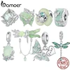 Bamoer 925 Sterling Silver Original Dragonfly Charm Light Green Butterfly Bead Spring Healing For Women Party Fine Jewelry Gift 1