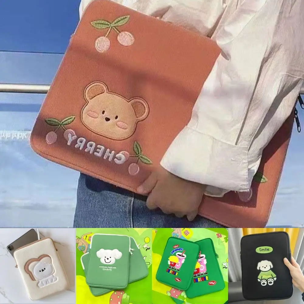 Portable 11 Inch Tablet Sleeve Bag Cartoon Soft Plush Laptop Bag Protective Inner Bag Tablet Pouch for iPad Air//