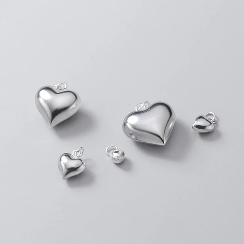 Silver Pendant Silver Necklace Charms 925 Sterling Silver 3D Love Heart