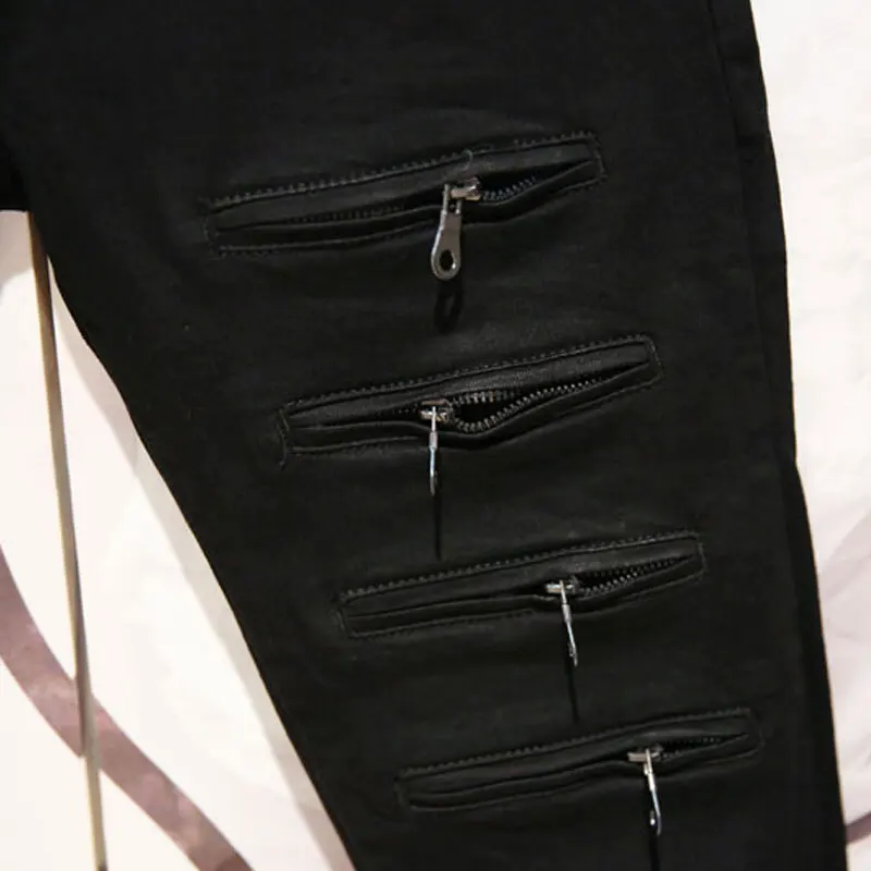 Men Jeans Pants Korean Zipper Patchwork Men Zip Pants Denim Straight Pant Male Streetwear Hip Hop Vintage Fashion Jeans Trousers 5