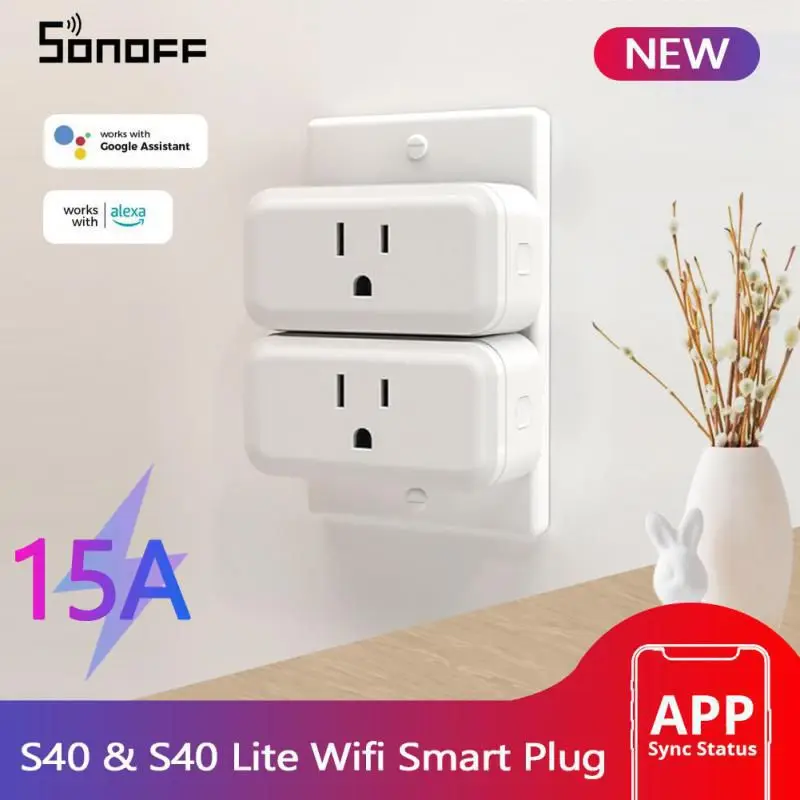 Sonoff S40/ S40 Lite 15A Wifi Smart Plug Tipo B Mini Prese Wi-Fi Accoppiamento Bluetooth Funziona Alexa Google Home Sonoff R5