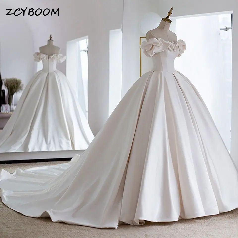 Maßgeschneiderte Satin-Ballkleider für Hochzeiten 2026 – Schlichte Sweetheart-Ausschnitte, klassischer Reißverschluss am Rücken, Brautkleider, Robe De Mariée