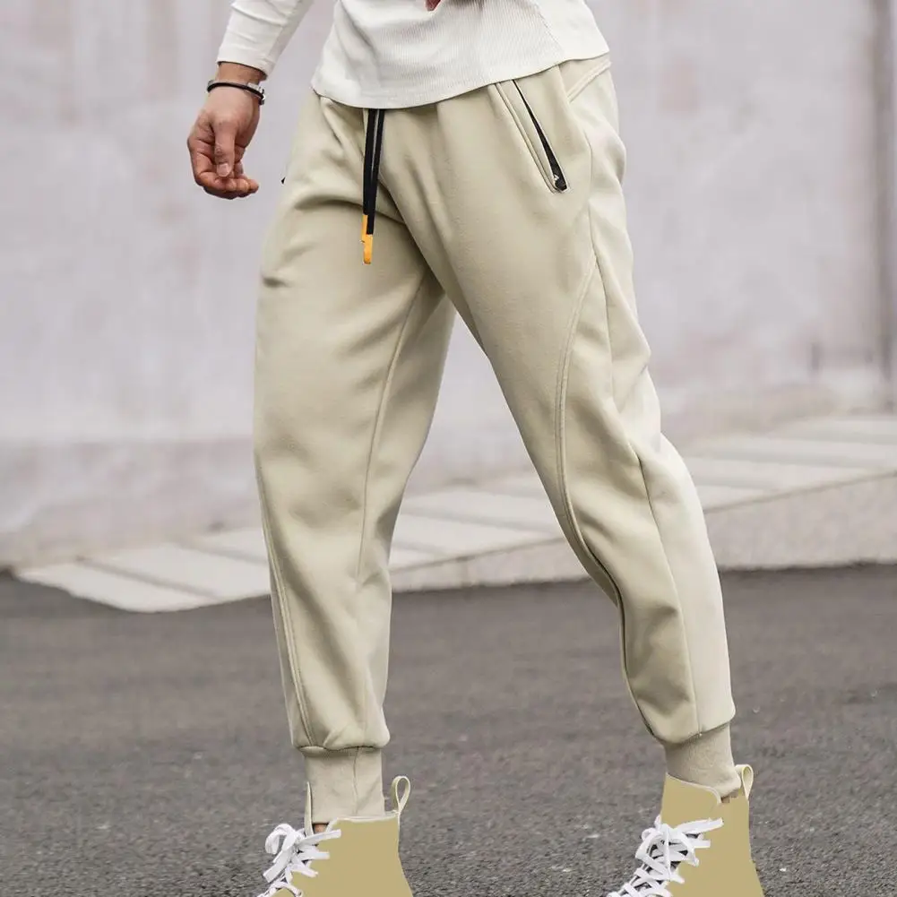 Description Picture 5 of itemMen Sport Pants Loose Ankle-banded Side Pockets Drawstring Elastic Waist Soft Breathable Solid Color Gym Traning Jogging Sweatpa
