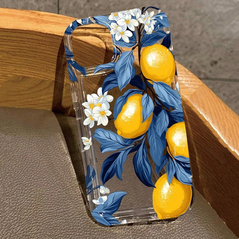 Summer Fruit Lemon Flower Clear Silicone Phone Case Cover