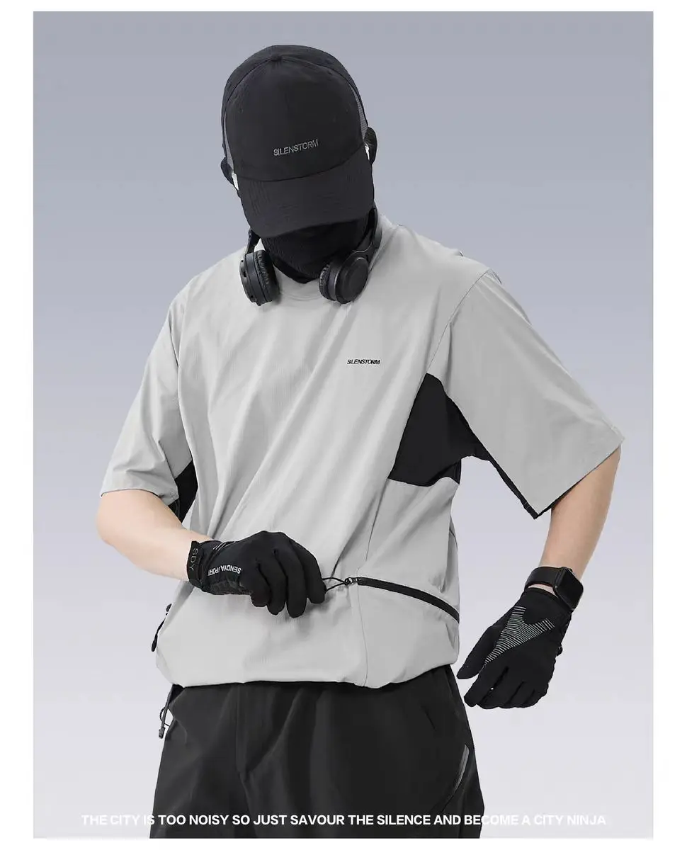 Silenstorm 25ss 3d structure zip pocket t-shirt UPF100+quick dry material techwear gorpcore -