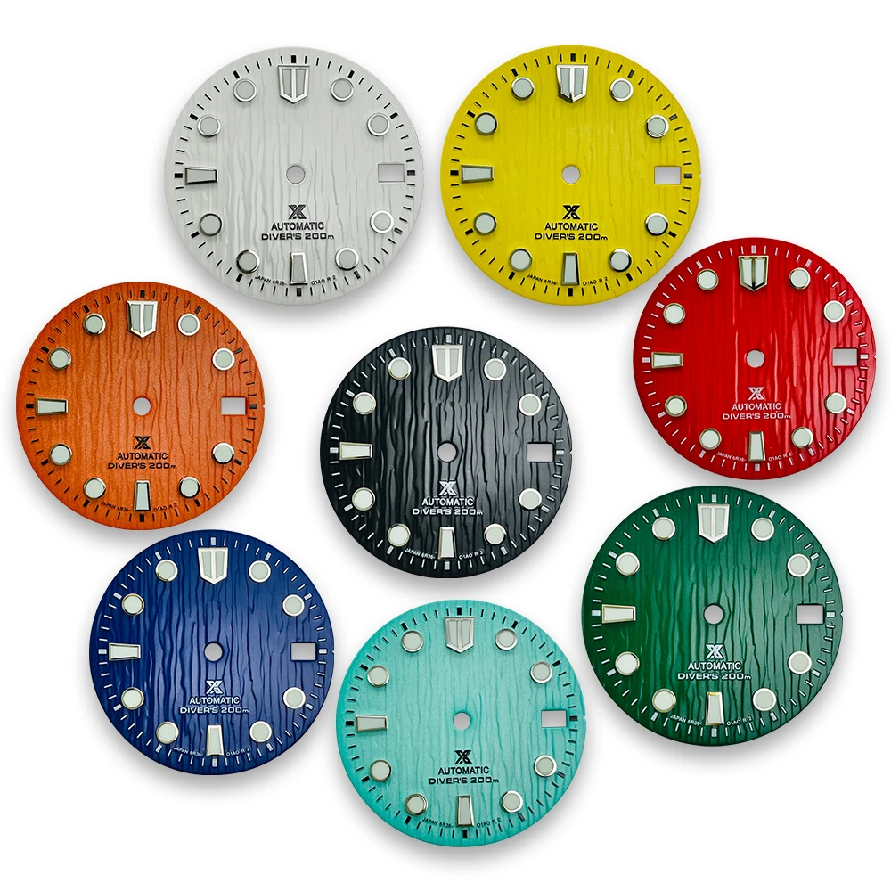 

28.5mm S Logo Marine Glacier Dial Suitable For NH35/NH36 Automatic Movement Green Luminous Watch Modification Accessories
