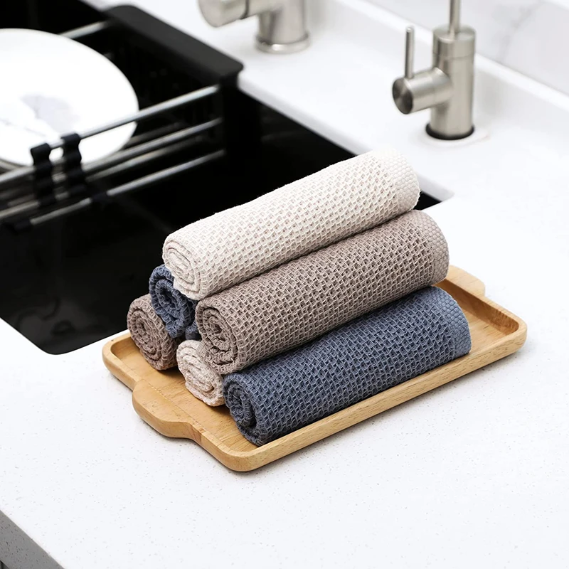 Olanly 100% Cotton Dishcloth Set For Kitchen Towel Home Ultra Soft  Absorbent Dish Cloth Reusable Clean Tool Without Hanging Loop