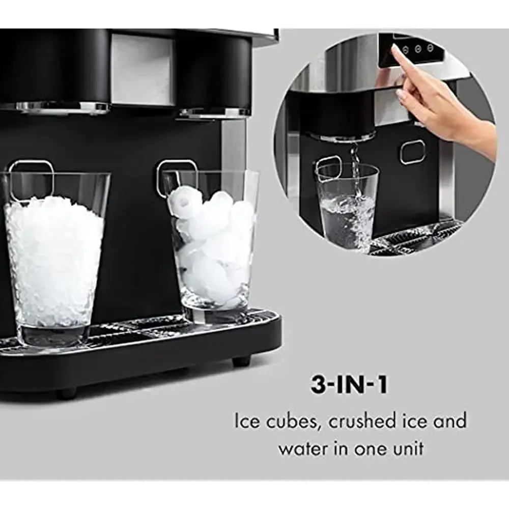 3-in-1 Stainless Steel Countertop Ice Maker Crushes 33lbs/24hrs with Water DispenserEfficiently Produces Bullet-Shaped Ice 6
