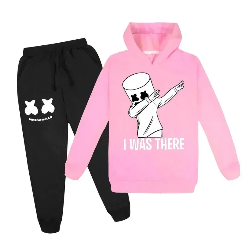 Conjunto de sudadera y pantalones con capucha para niños y niñas de 3 a 13 años, 2 piezas, moda de DJ Marshmellow, primavera 2024