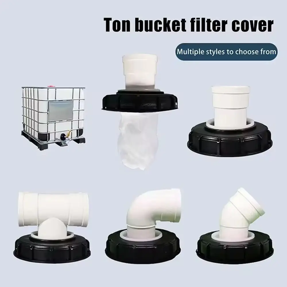 163mm IBC 톤 드럼 피팅 필터 나사가 있는 플라스틱 캡 세척 가능한 빗물 필터 커버 T자형/스트레이트 헤드/엘보/수직