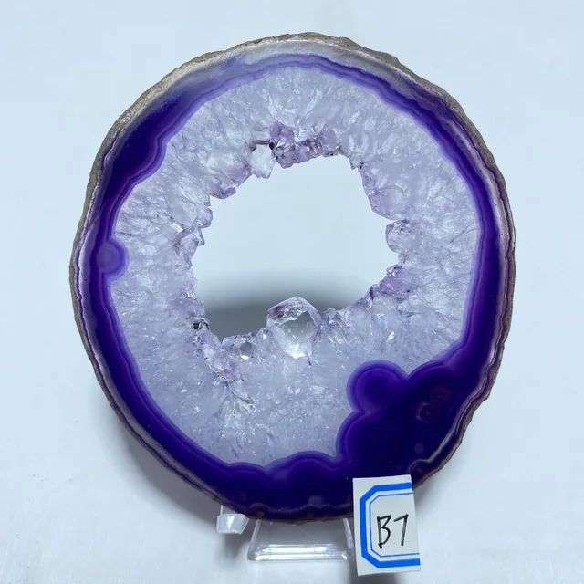 Natural crystal AGATE SLAB Geode Slice Crystal Mineral Energy Stone Healing Home Decoration Gift B7  44g  81mm