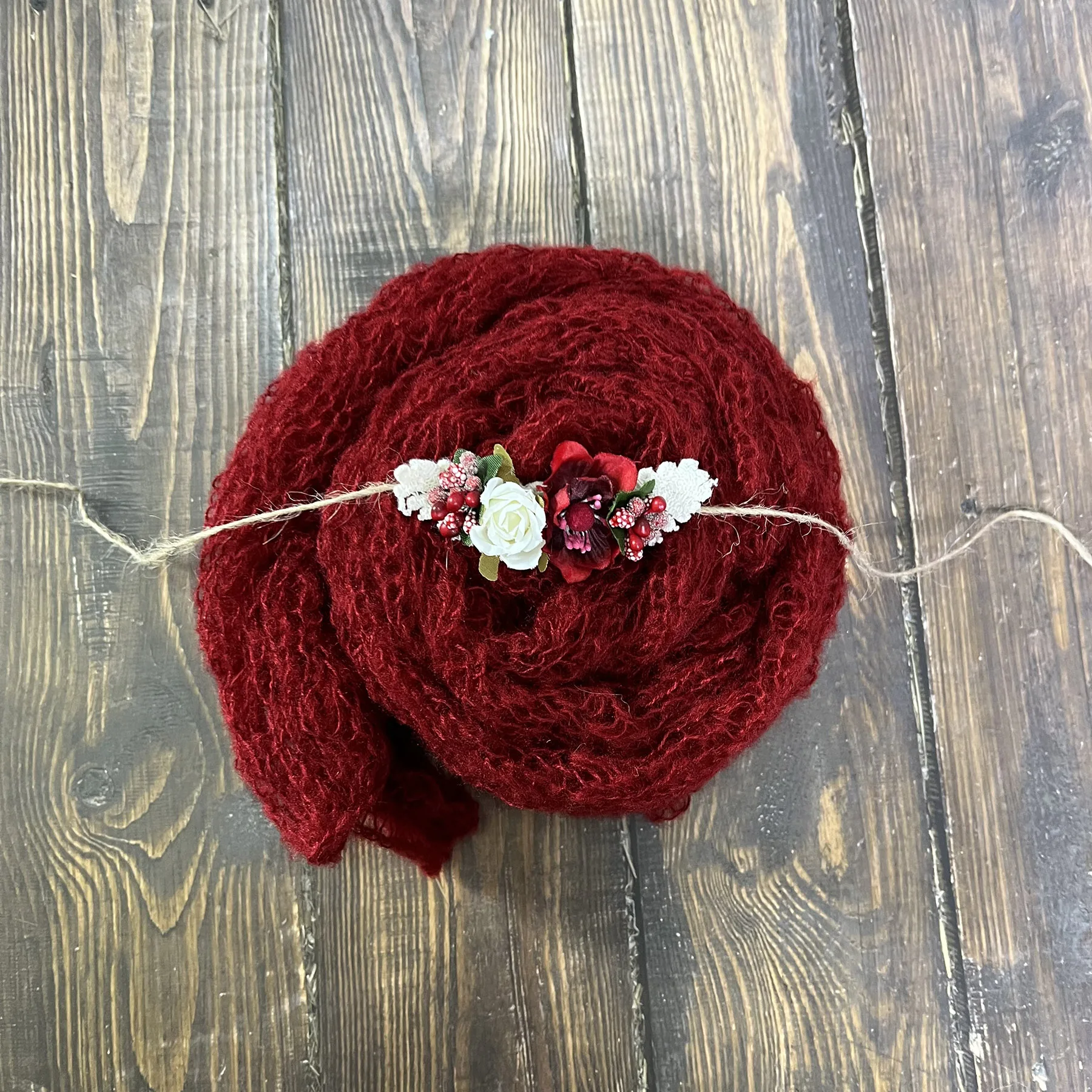 Don&Judy 4PCS/Lot Newborn Photography Christmas Props Soft Knit Mohair Red Green Wrap with Headwear Photo Shooting Accessories