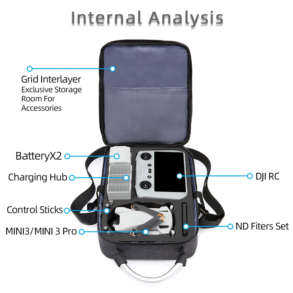 Protable Carrying Case Mini 3 Drone Battery Storage Bag Remote Comtroller Handbag Shockproof for DJI Mini 3 Pro Accessories Drone Accessories Drone Storage Bag Drone Storage Case