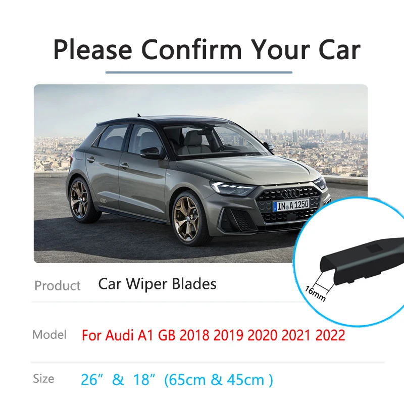 For Audi A1 GB 2018 2019 2020 2021 2022 Sportback Front Rear Wiper