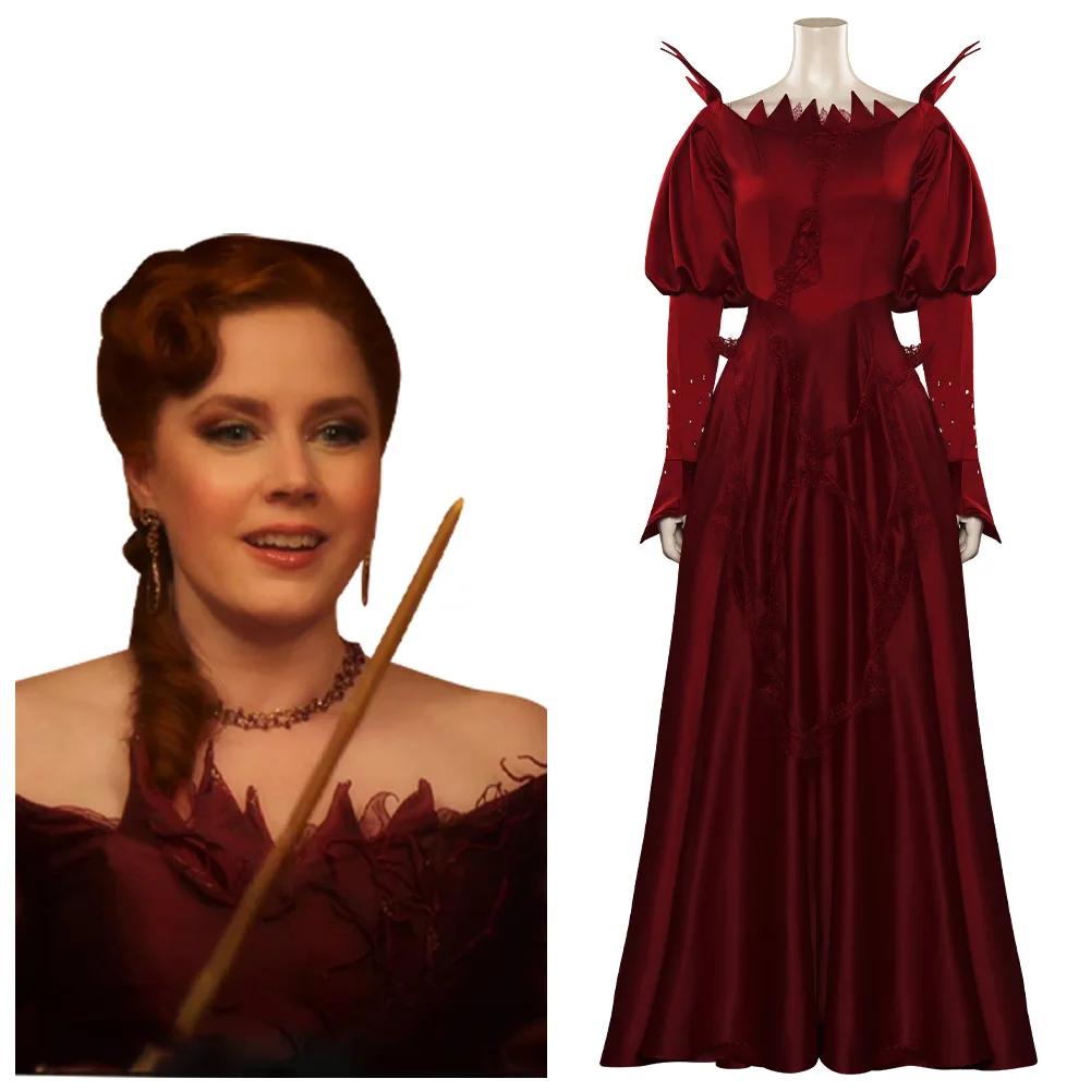 

Disenchanted Giselle Cosplay Costume Halloween Carnival Suit Adult Women Girls Red Party Dress Outfits Disguise