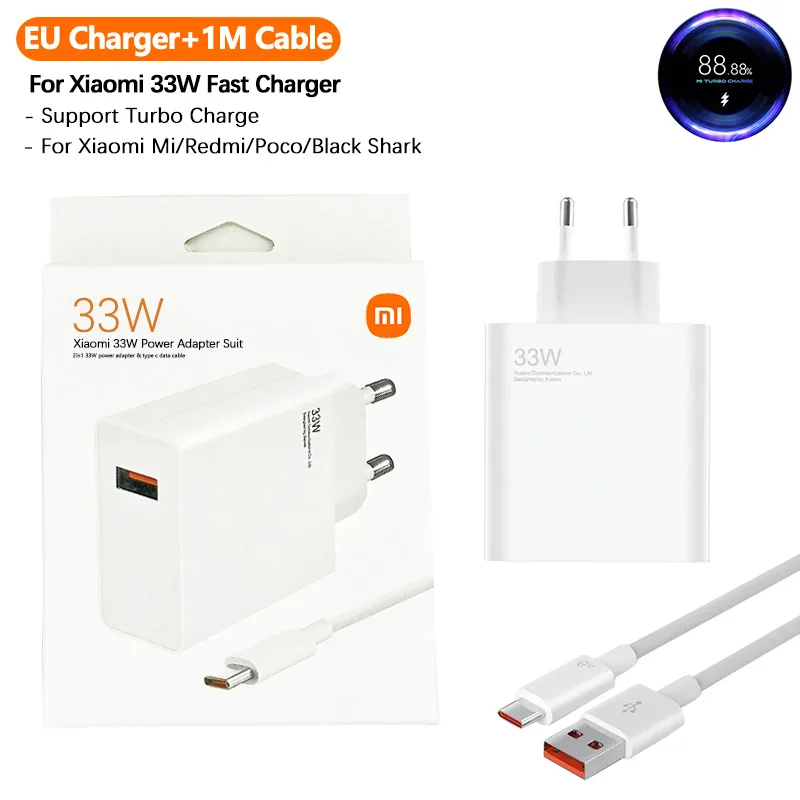 Xiaomi Turbo Charger Original 33W Fast Charge Wall Chargeur