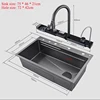 304 Stainless Steel Kitchen Sink Double Waterfall Single Slot Integrated Digital Display Faucet Set Soap dispenser Cup Washer 6