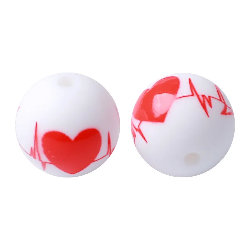 100pcs 15mm Silicone Round Beads Valentine's Day Baby Teether Beads Chew Toys DIY Pacifier Chain Jewelry Bracelet Accessories